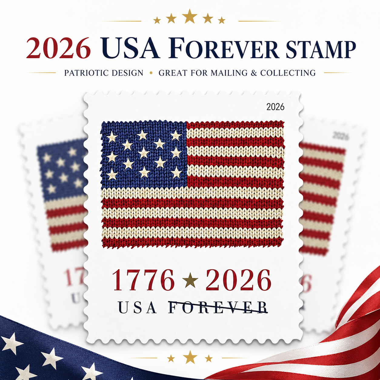 2017～2019 & 2022～2026 U.S. FLAG FOREVER STAMPS