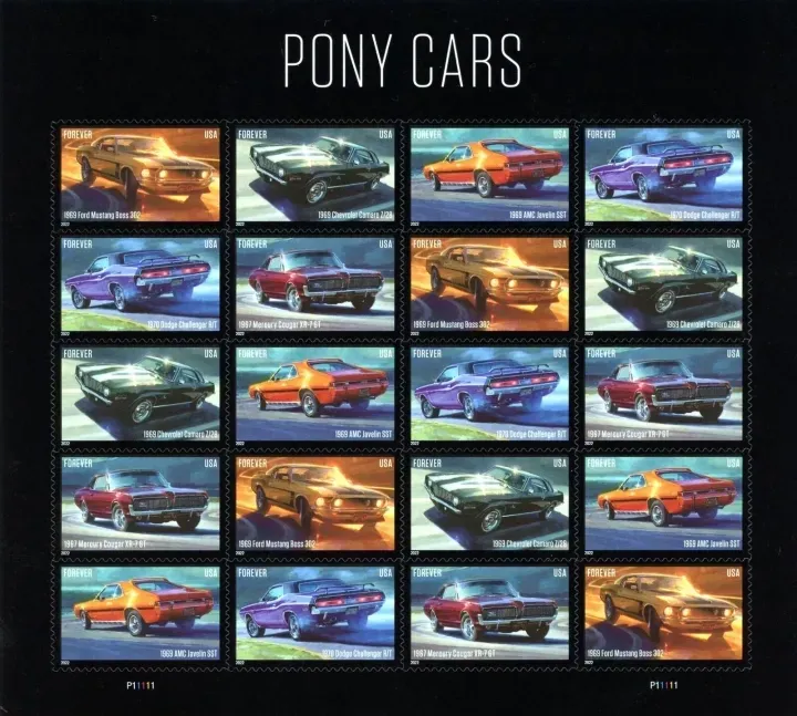 2022 USPS Pony Cars Stamps