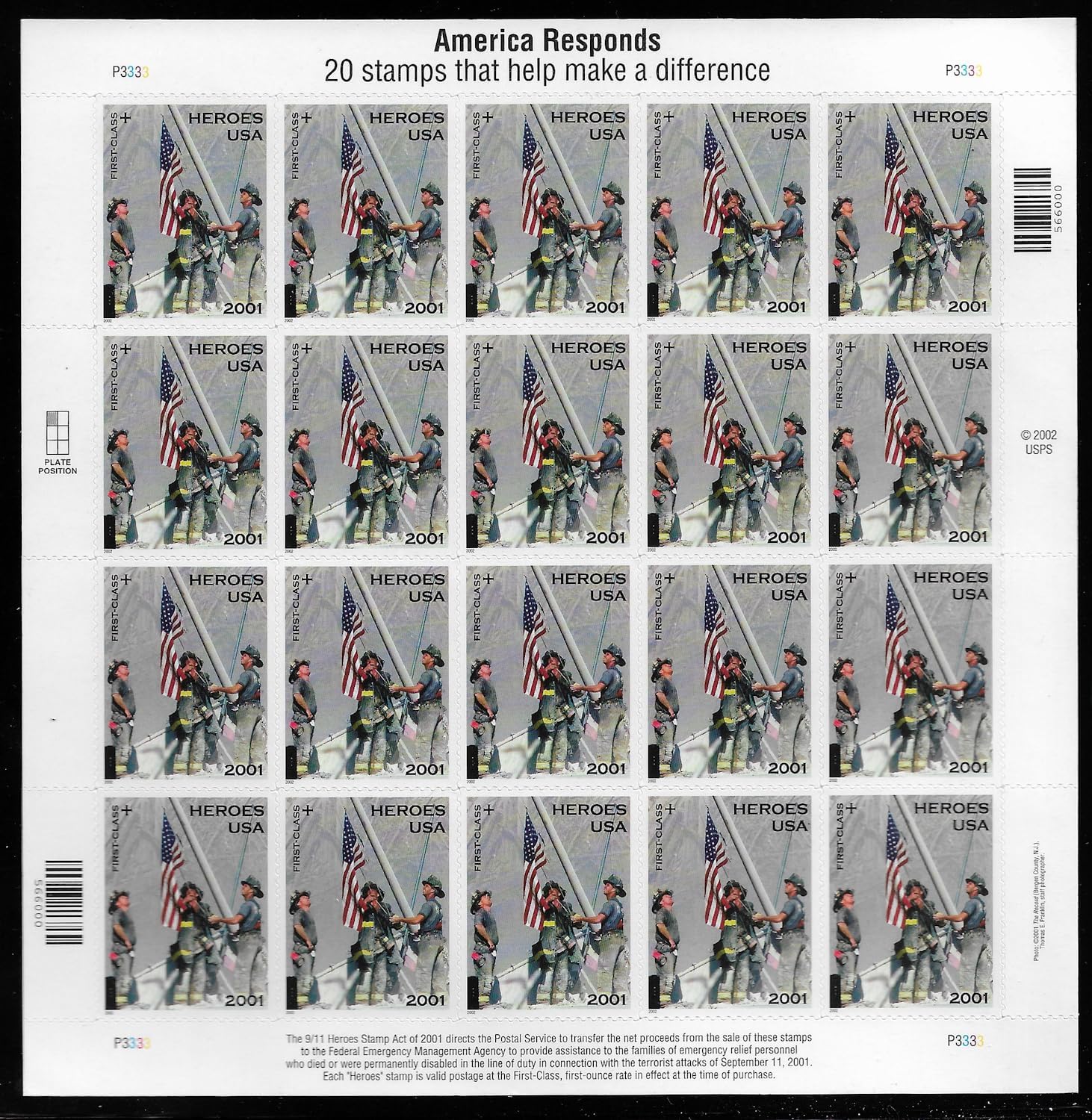 2001 Heroes America responds stamps