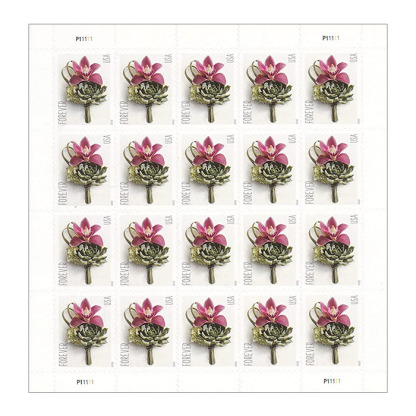Contemporary Boutonniere Forever  Stamps 5 Sheets of 20 (100 Stamps)