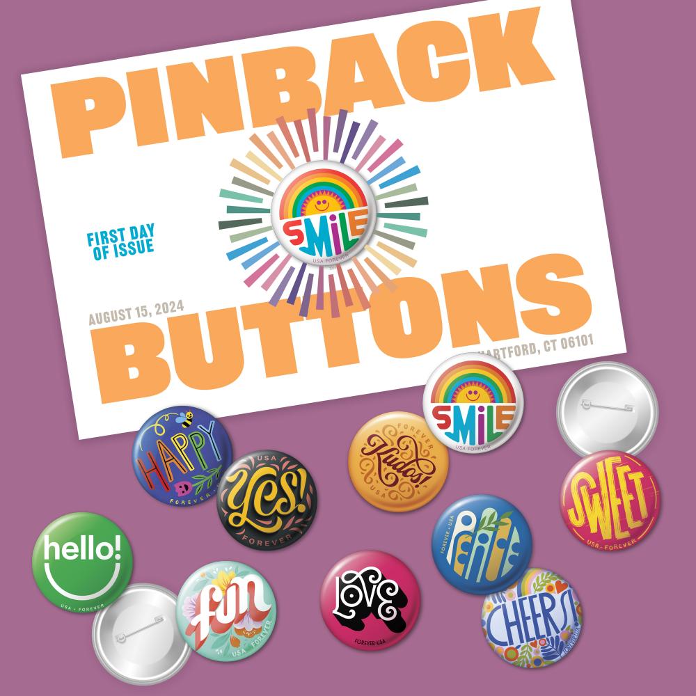 2024 Pinback Buttons Forever Stamp