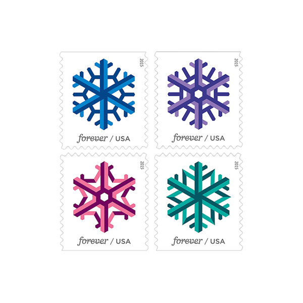 Geometric Snowflakes Forever Stamps