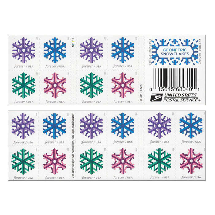 Geometric Snowflakes Forever Stamps