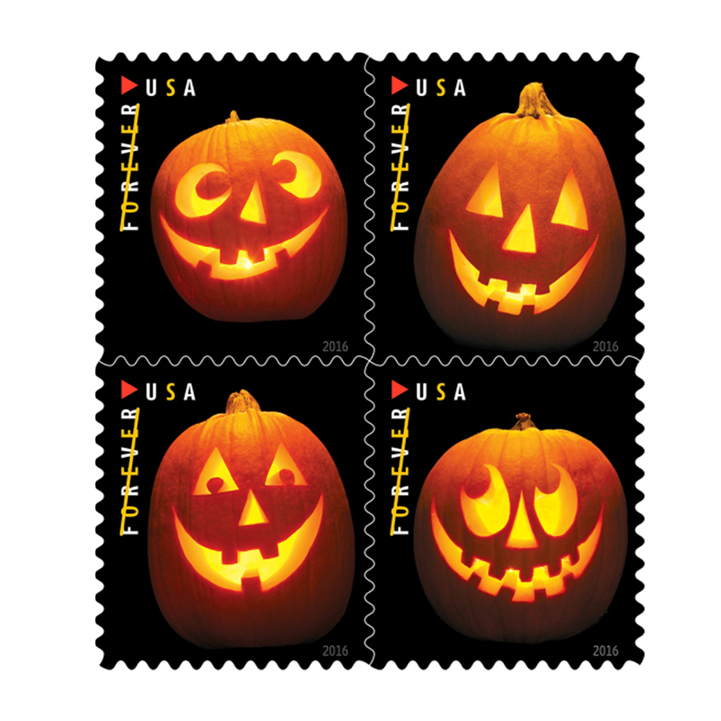 2016 Pumpkin Lights Forever Stamps - Jack-O'-Lanterns