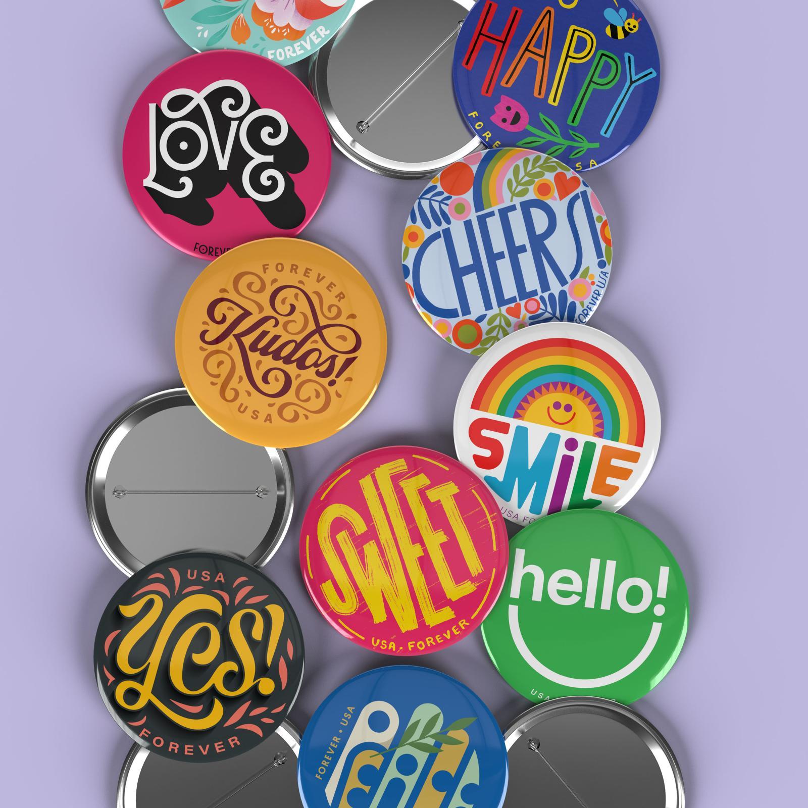 2024 Pinback Buttons Forever Stamp