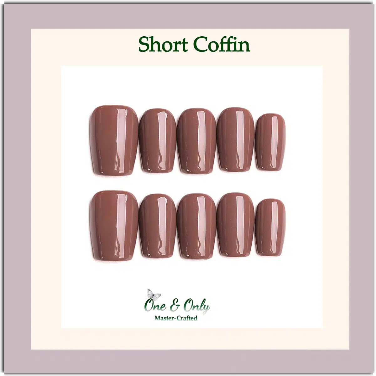​Cashmere Cream Press-On Nails | Coffin & Medium Almond Shapes | Handcrafted press-on nails