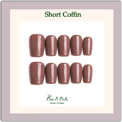 ​Cashmere Cream Press-On Nails | Coffin & Medium Almond Shapes | Handcrafted press-on nails