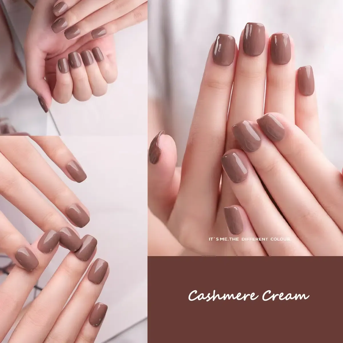 ​Cashmere Cream Press-On Nails | Coffin & Medium Almond Shapes | Handcrafted press-on nails