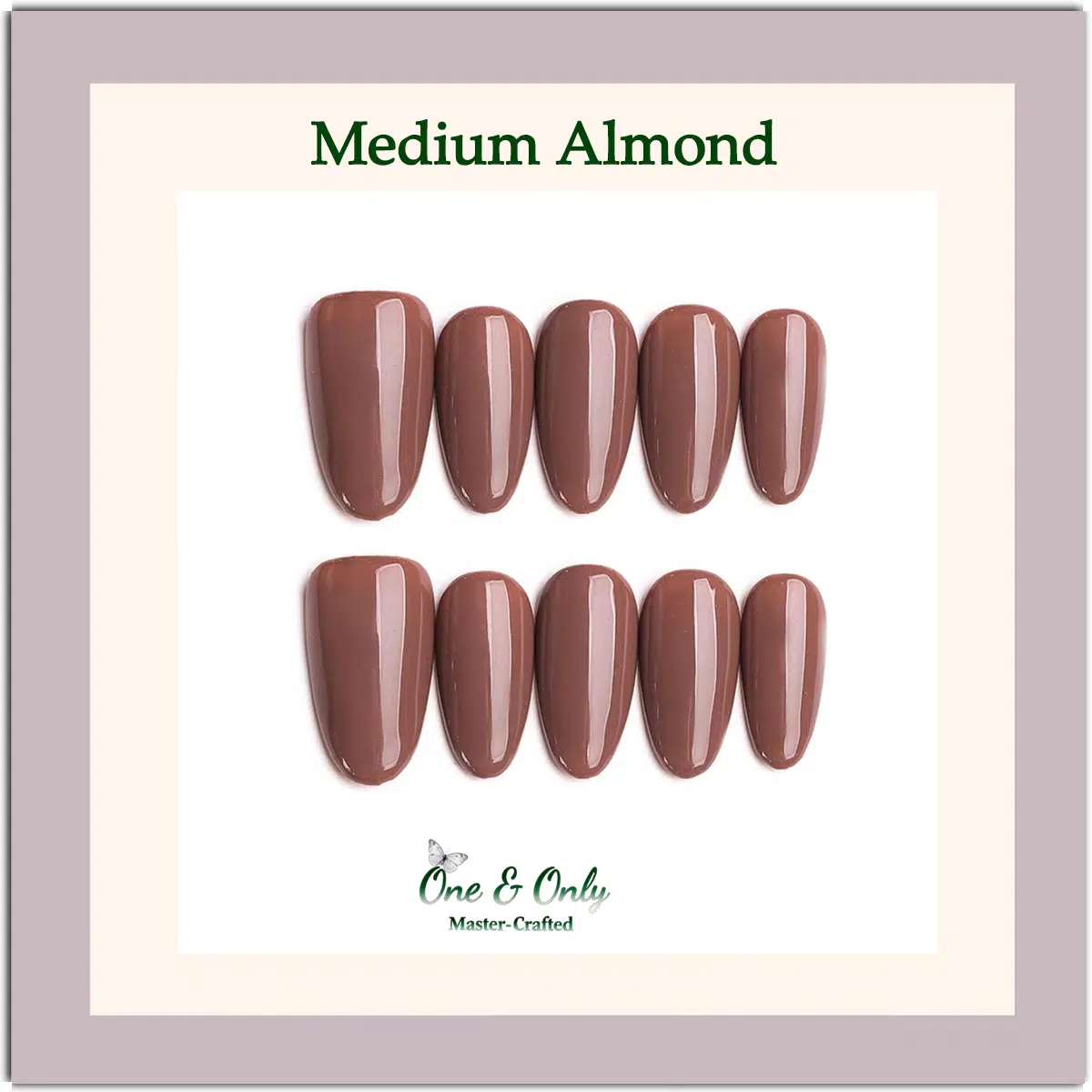 ​Cashmere Cream Press-On Nails | Coffin & Medium Almond Shapes | Handcrafted press-on nails