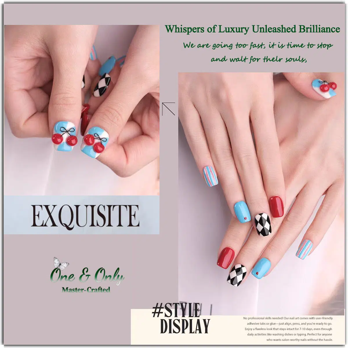 ​Dopamine Dream Collection -​ Cherry Poppy Punk | Handcrafted press-on nails