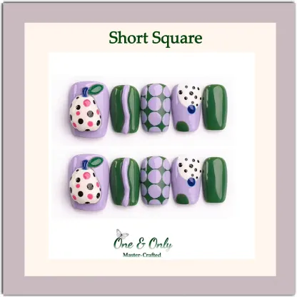 ​Dopamine Dream Collection - Berry Pear Pressure-Free | Handcrafted press-on nails