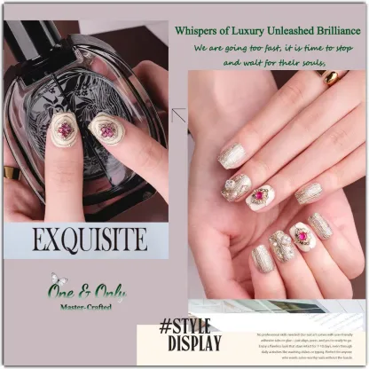 ​Gala Glam Collection - Royal Pink Heraldry | Handcrafted press-on nails