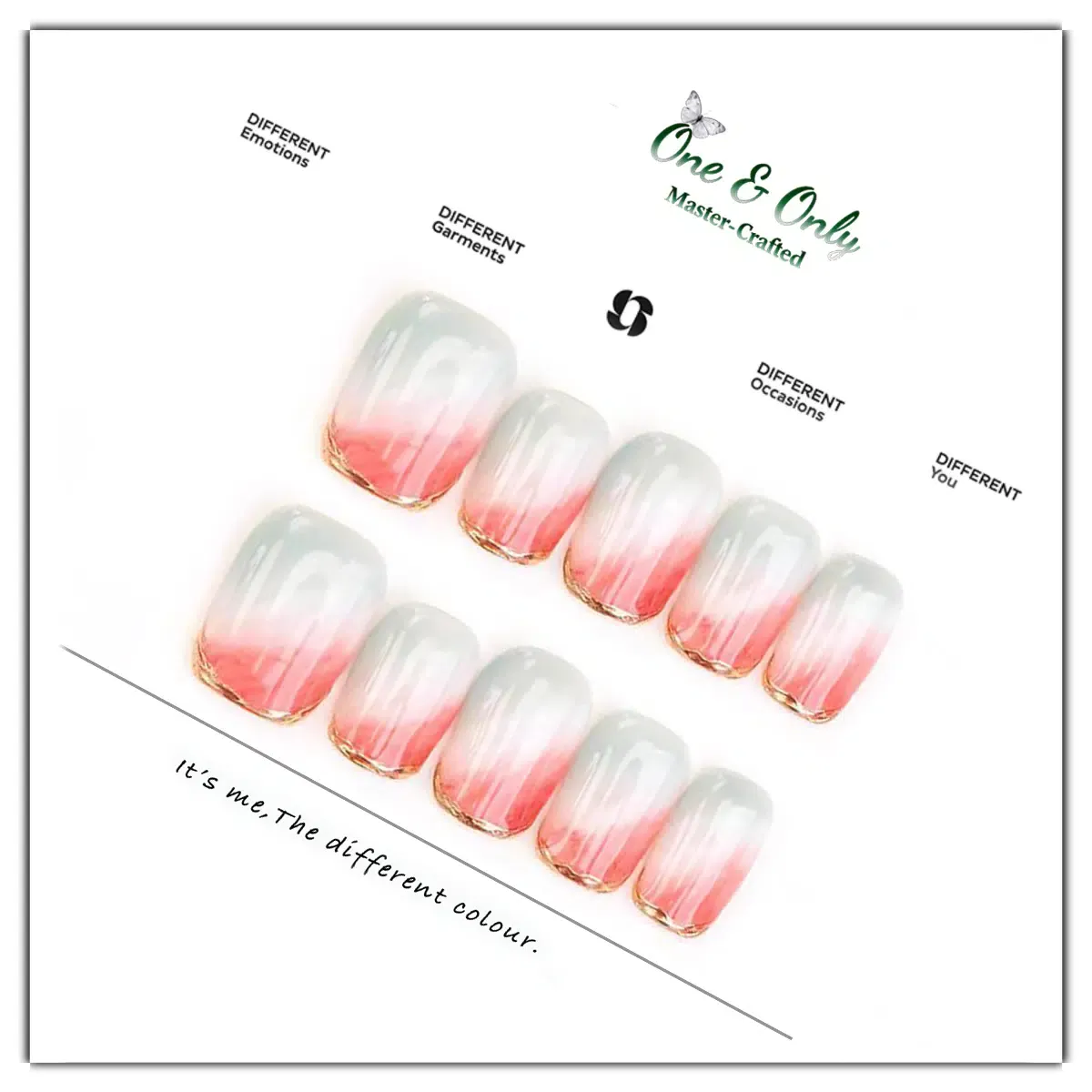 ​Rosée Dorée Press-On Nails | Short Square Shape | Soft Pink & Gold French Ombre