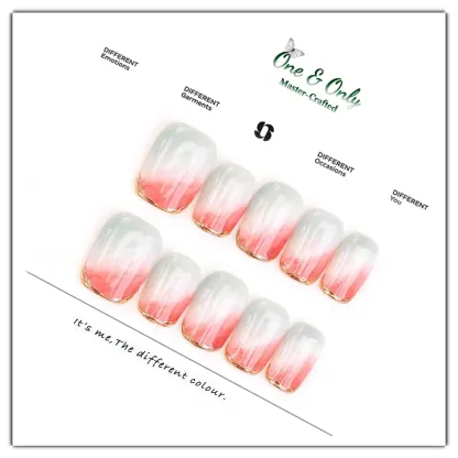 ​Rosée Dorée Press-On Nails | Short Square Shape | Soft Pink & Gold French Ombre