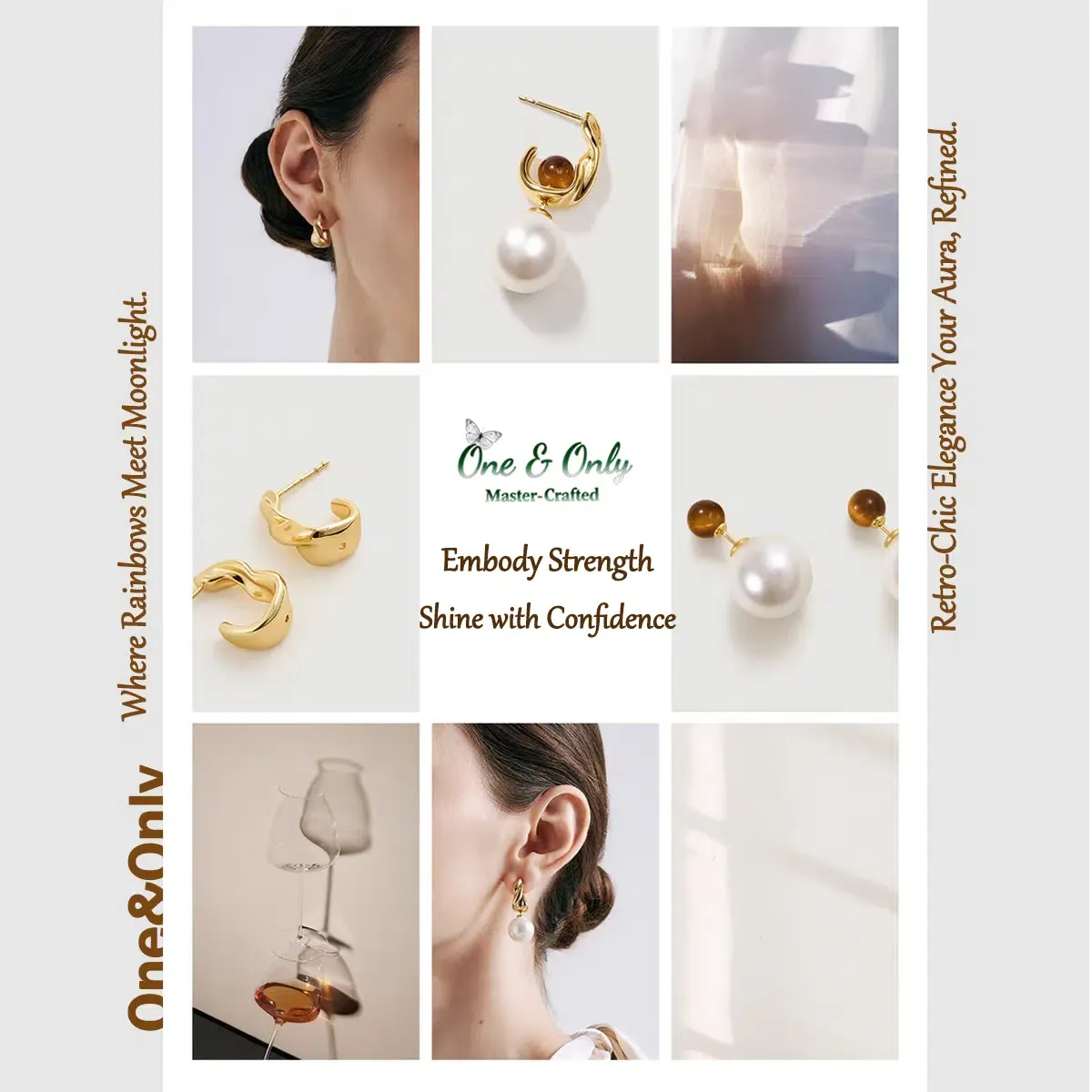 ​Tiger's Eye & Pearl Convertible Earrings Set - 3-in-1 Gold Earrings for Women | Minimalist to Statement Jewelry | Courage-Boosting Gold-Plated Statement Earrings