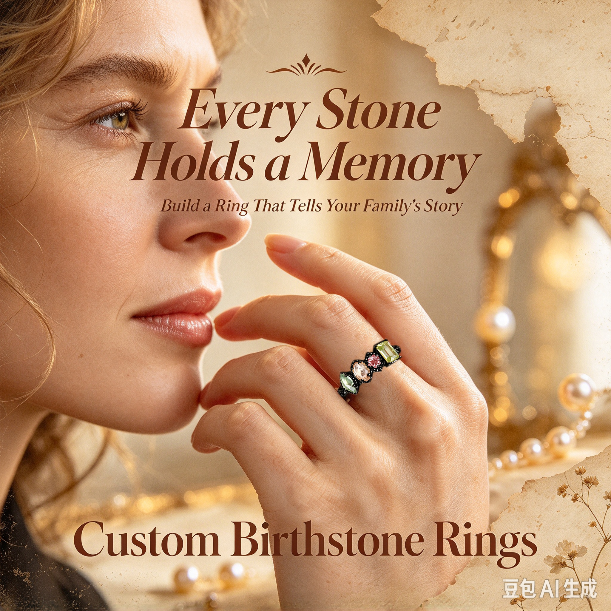 Personalized Multiple Stones Grandma & Mom Family Ring