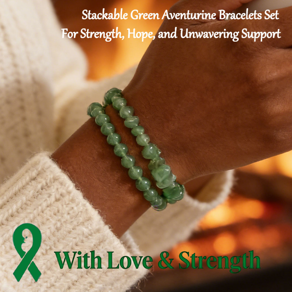💚 Stackable Green Aventurine Bracelets Set – For Strength, Hope, and Unwavering Support