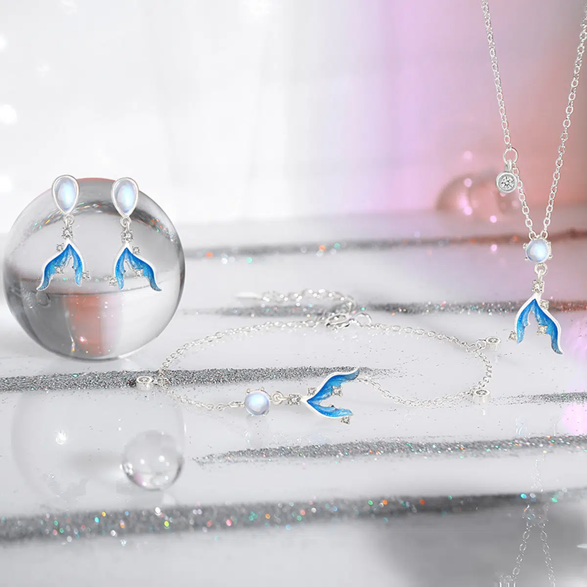 Sterling S925 Silve + 5A Zircon+ moonstone | Mermaid's Tear Necklace​ | Nickel-Free Plating