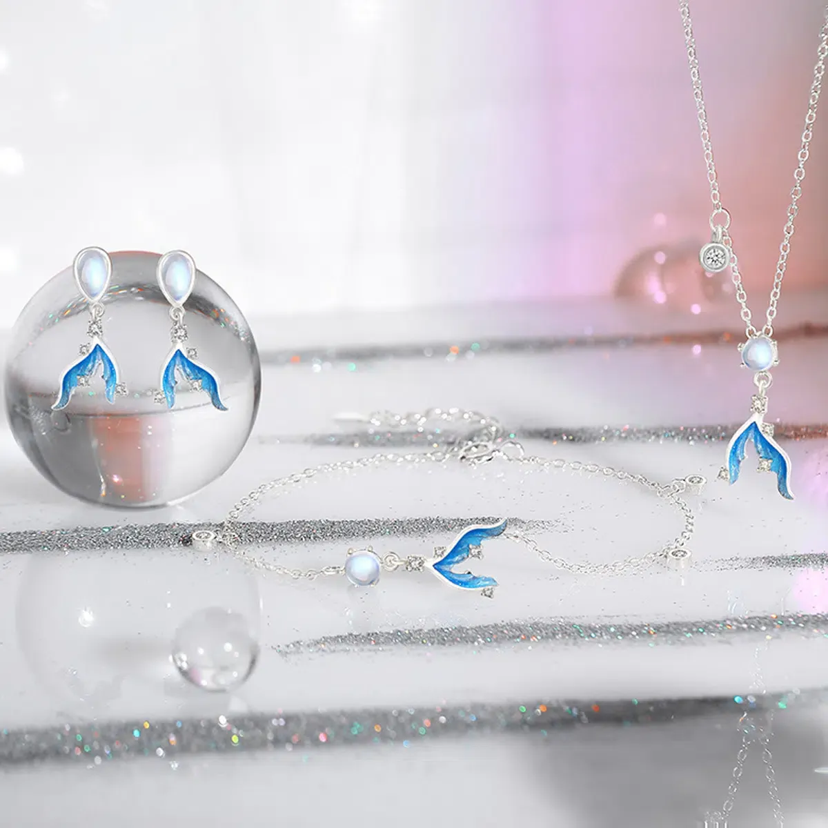 Sterling S925 Silve + 5A Zircon+ moonstone | Mermaid's Tear Necklace​ | Nickel-Free Plating