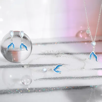 Sterling S925 Silve + 5A Zircon+ moonstone | Mermaid's Tear Necklace​ | Nickel-Free Plating