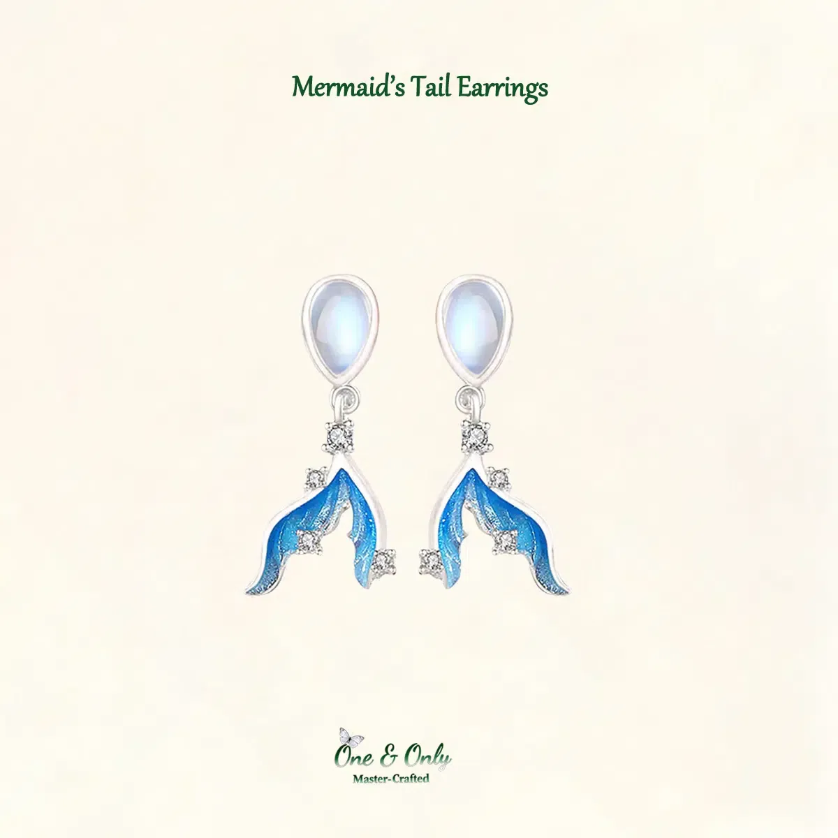 Sterling S925 Silve + 5A Zircon+ moonstone | Mermaid’s Tail Earrings​ | Nickel-Free Plating
