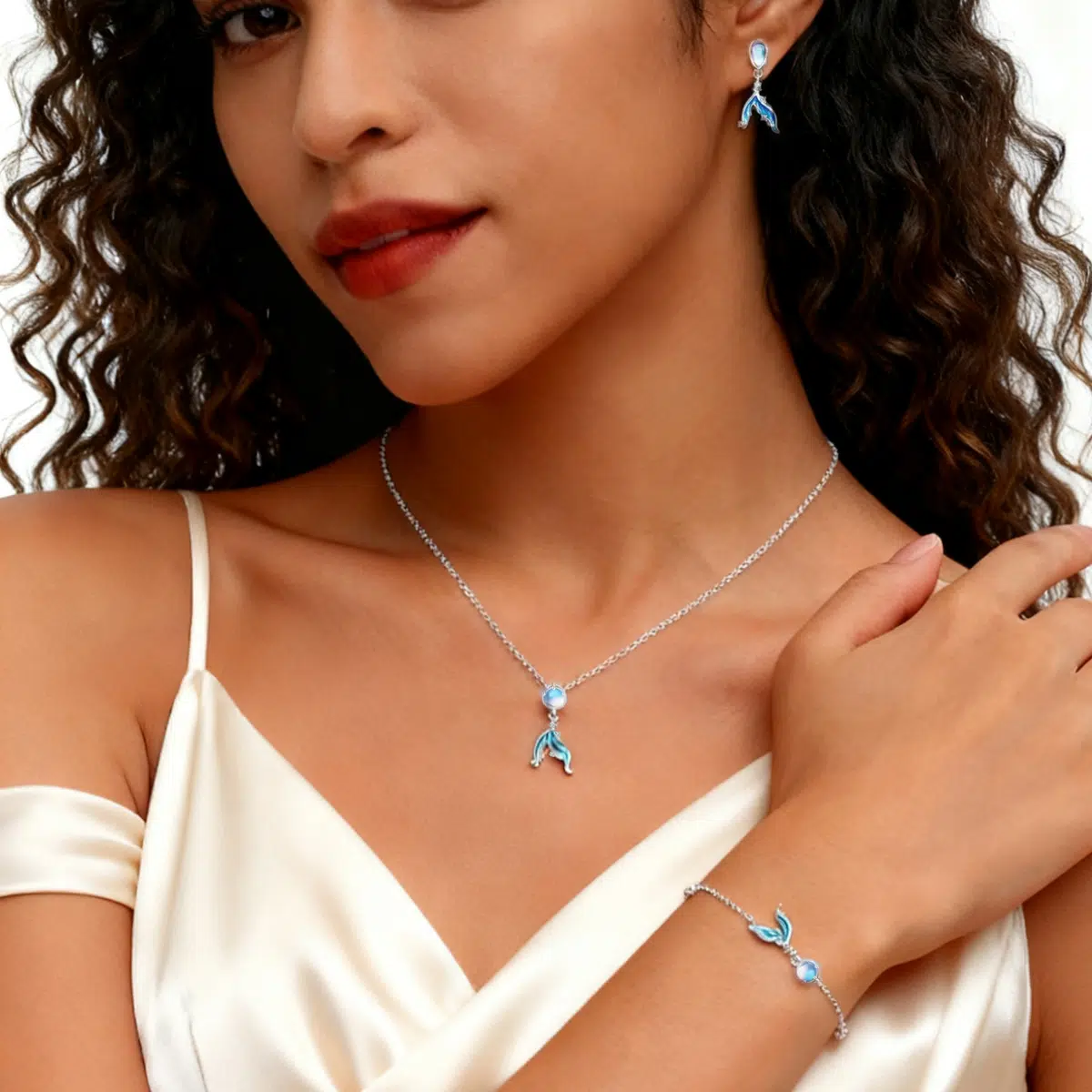 Sterling S925 Silve + 5A Zircon+ moonstone | Mermaid's Tear Necklace​ | Nickel-Free Plating