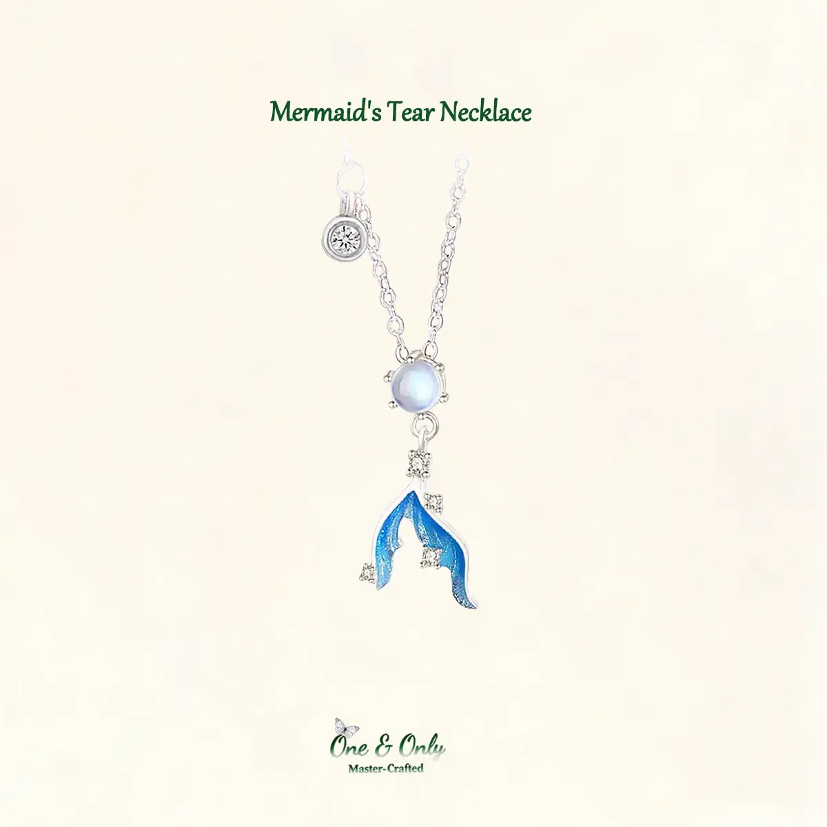 Sterling S925 Silve + 5A Zircon+ moonstone | Mermaid's Tear Necklace​ | Nickel-Free Plating