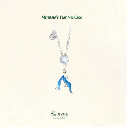 Sterling S925 Silve + 5A Zircon+ moonstone | Mermaid's Tear Necklace​ | Nickel-Free Plating