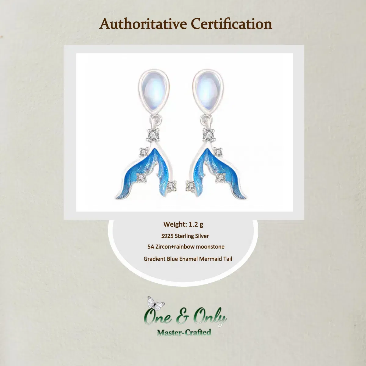 Sterling S925 Silve + 5A Zircon+ moonstone | Mermaid’s Tail Earrings​ | Nickel-Free Plating