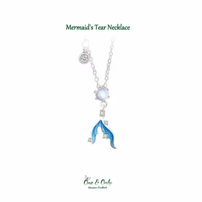 Sterling S925 Silve + 5A Zircon+ moonstone | Mermaid's Tear Necklace​ | Nickel-Free Plating