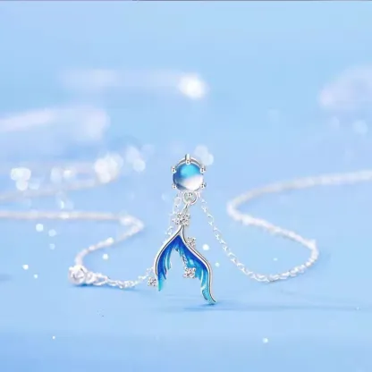 Sterling S925 Silve + 5A Zircon+ moonstone | Mermaid's Tear Necklace​ | Nickel-Free Plating