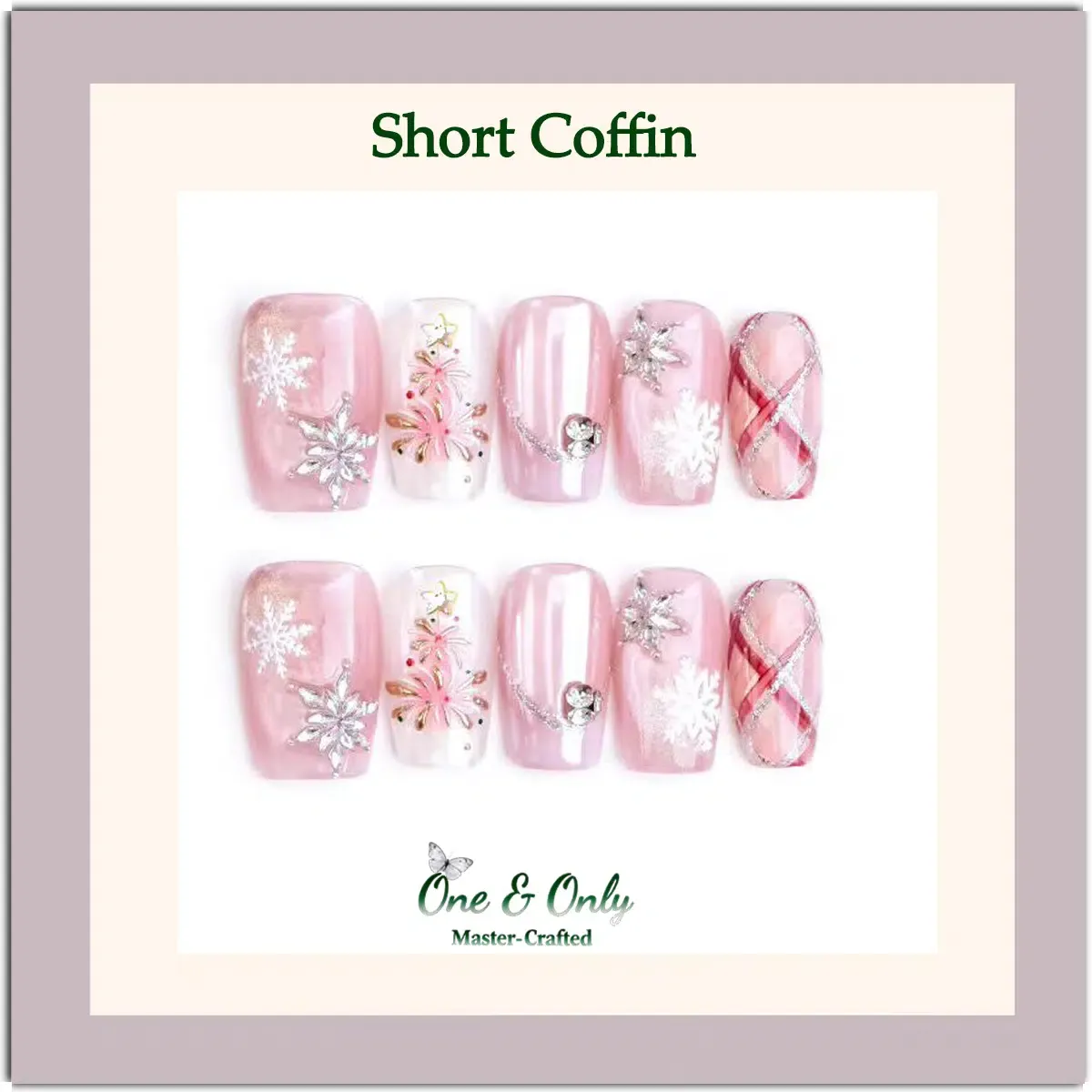 Barbie's Snow Globe Press-On Nails | Medium Almond & Short Coffin | Icy Pink Winter Wonderland 