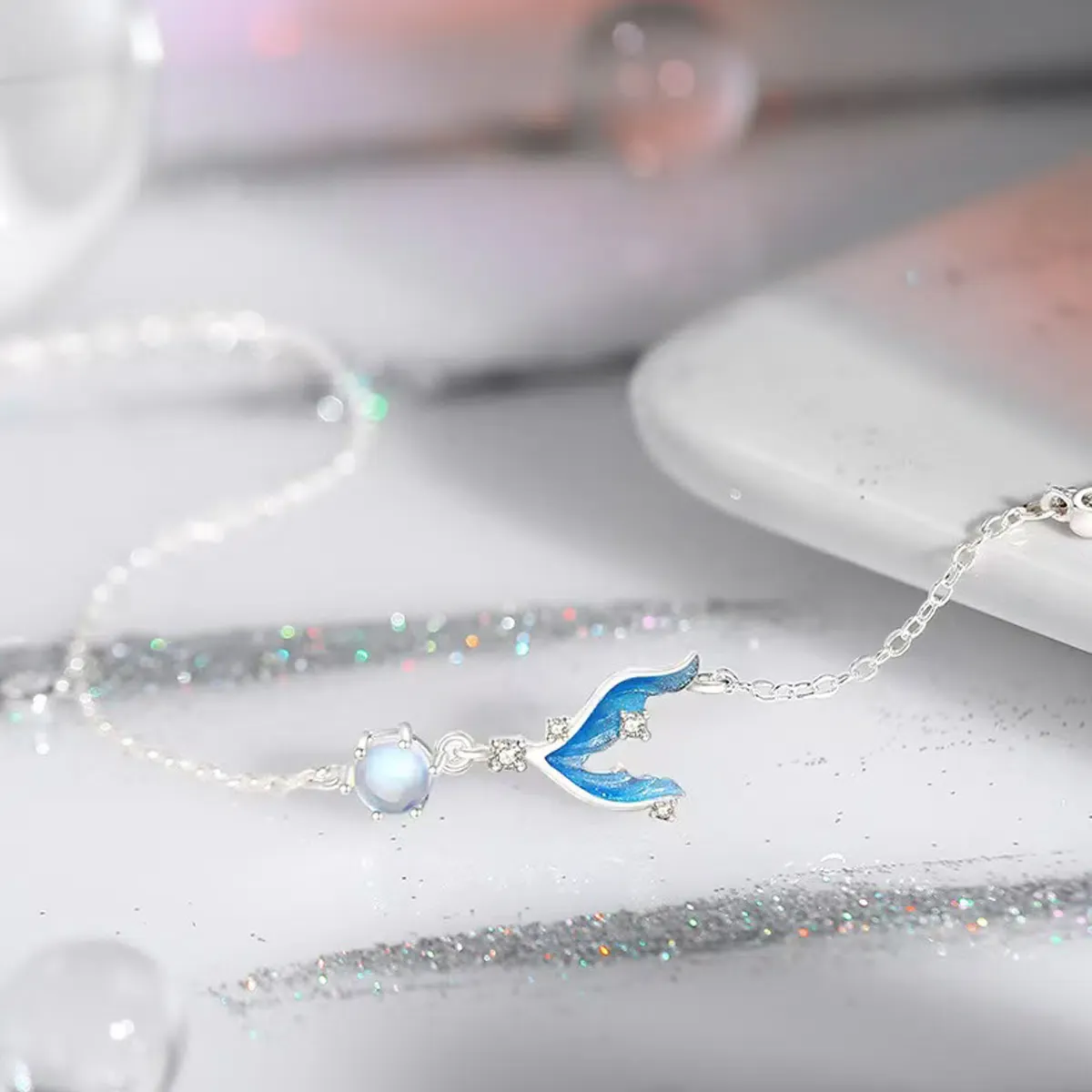 Sterling S925 Silve + 5A Zircon+ moonstone | Mermaid’s Tide Bracelet​ | Nickel-Free Plating