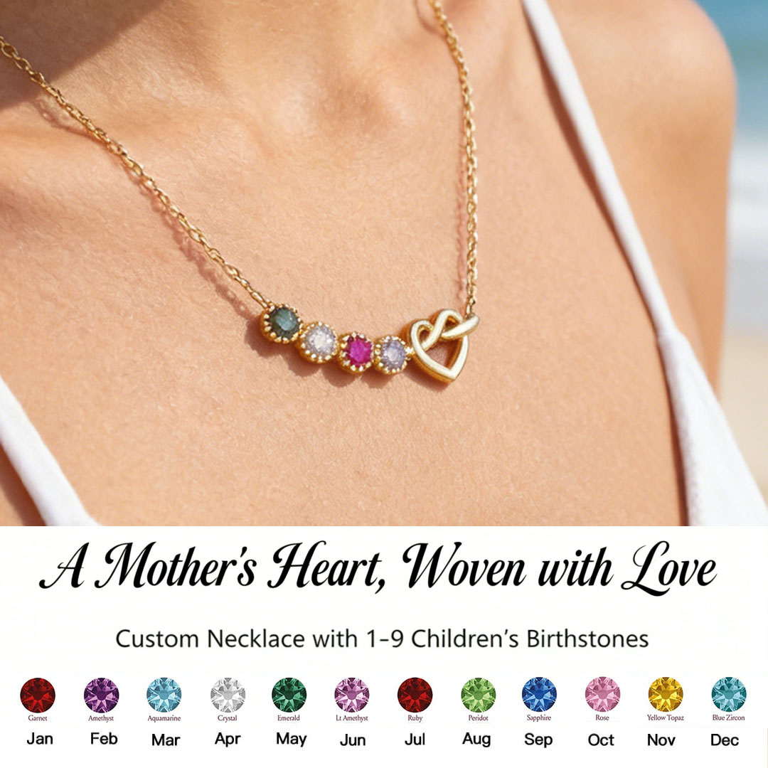 Mom’s Heartbeat Heart Knot Necklace 1-9 Birthstones💝A gift woven from her love, worn close to her heart.