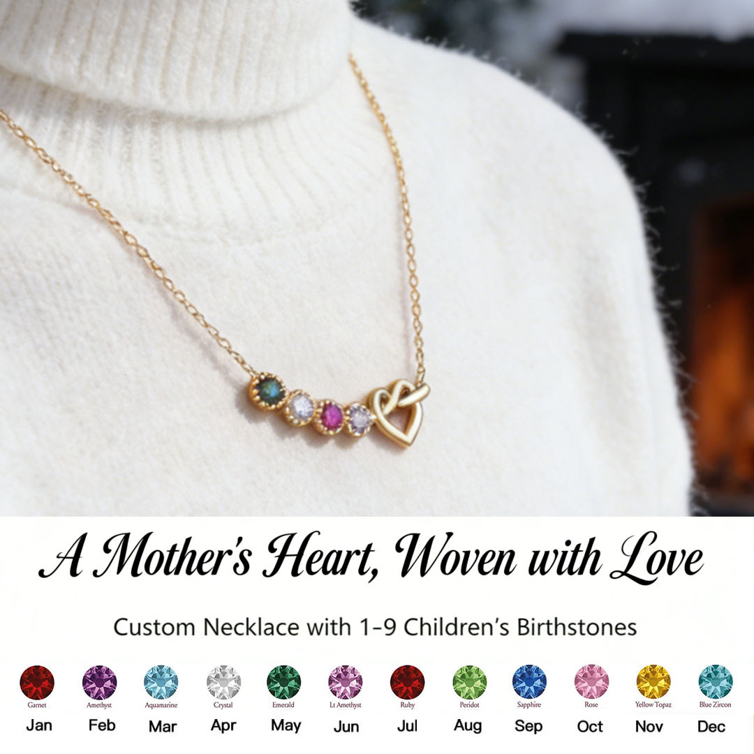  Mom’s Heartbeat Heart Knot Necklace 1-9 Birthstones💝A gift woven from her love, worn close to her heart.