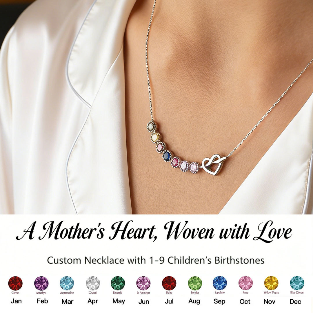  Mom’s Heartbeat Heart Knot Necklace 1-9 Birthstones💝A gift woven from her love, worn close to her heart.