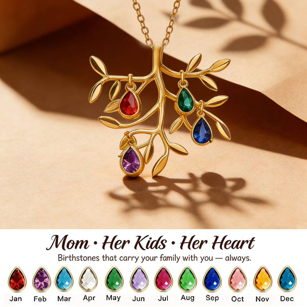 🌳Custom Tree of Life Necklace – Personalized Birthstones for Mom, Her Children & Husband