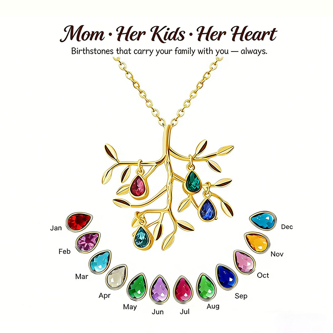 🌳Custom Tree of Life Necklace – Personalized Birthstones for Mom, Her Children & Husband