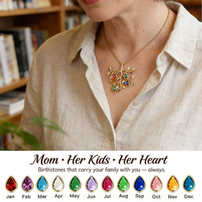 🌳Custom Tree of Life Necklace – Personalized Birthstones for Mom, Her Children & Husband