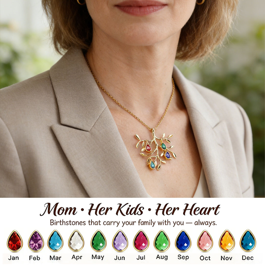 🌳Custom Tree of Life Necklace – Personalized Birthstones for Mom, Her Children & Husband