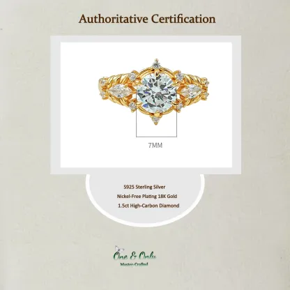 1.5ct High-Carbon Diamond + Sterling S925 Silver | The Inner Sun Radiance Ring | Let Your Inner Light Shine with Eternal Brilliance