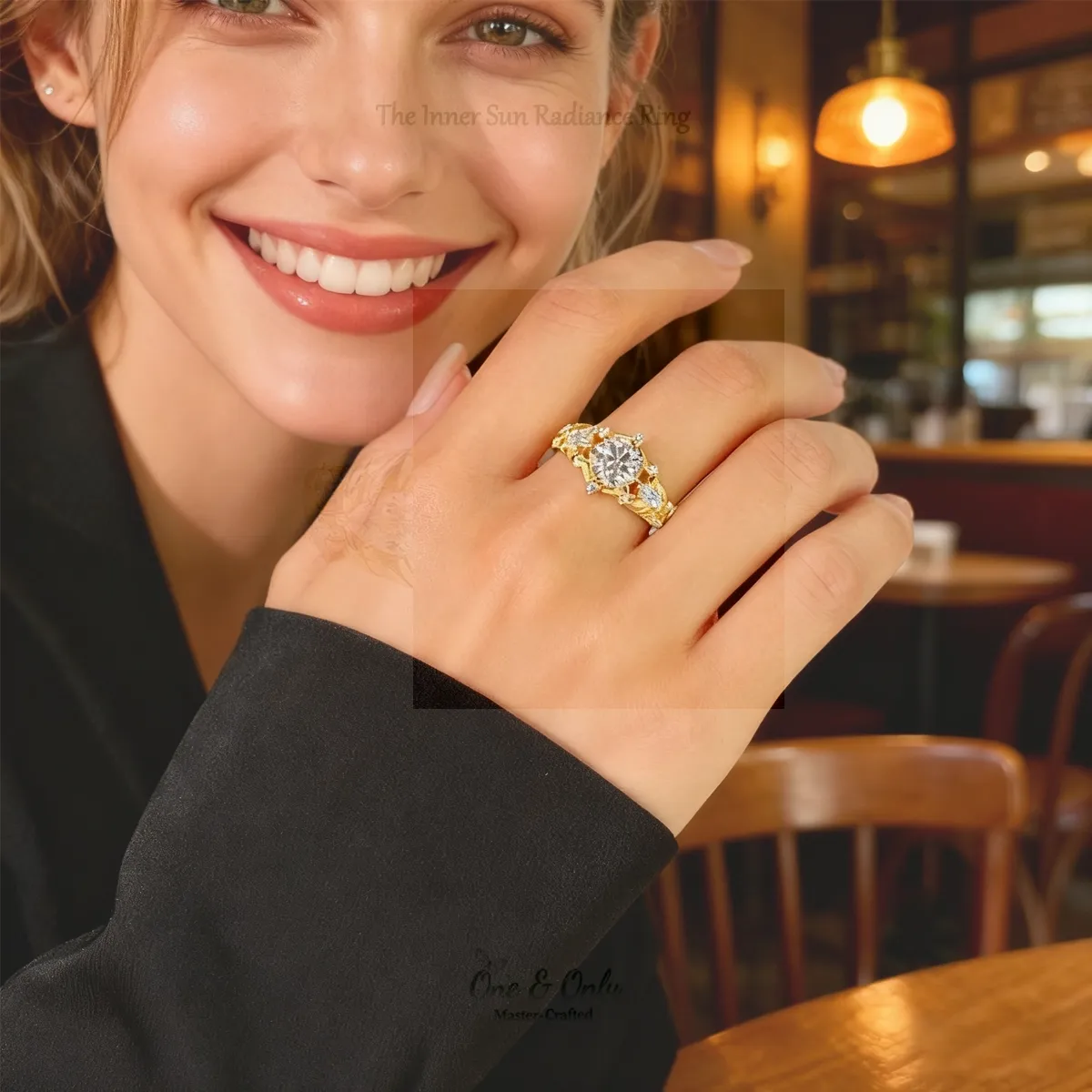 1.5ct High-Carbon Diamond + Sterling S925 Silver | The Inner Sun Radiance Ring | Let Your Inner Light Shine with Eternal Brilliance