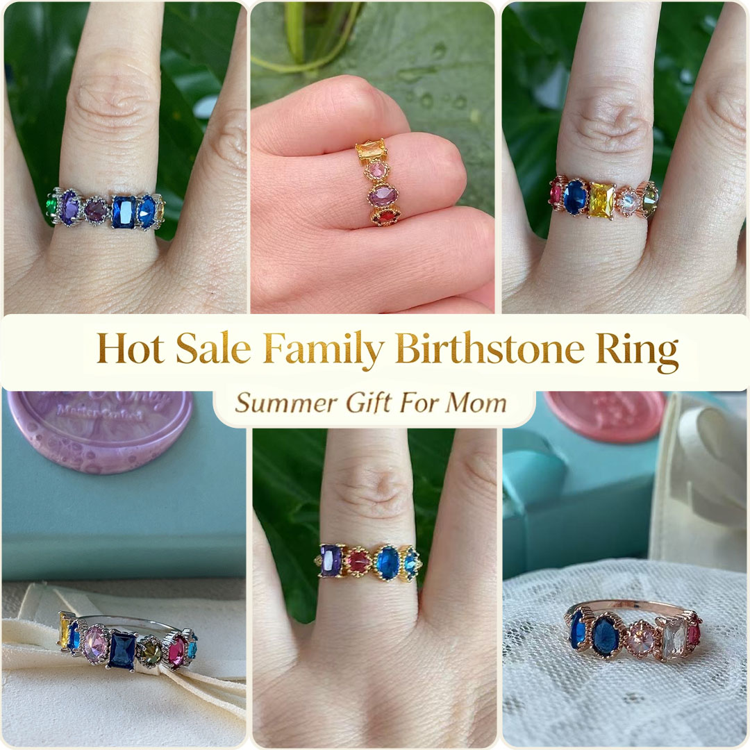 Personalized Multiple Stones Grandma & Mom Family Ring