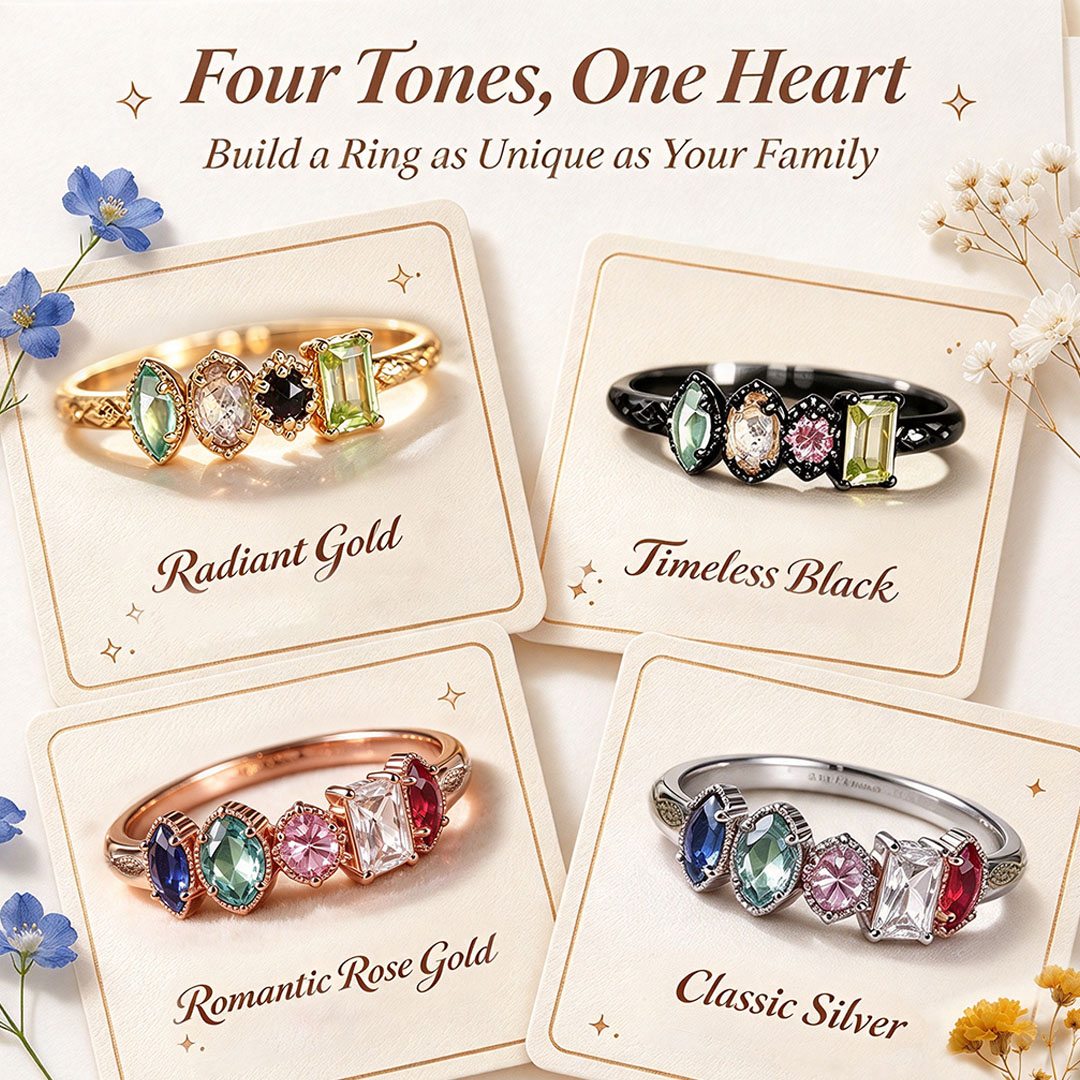 Personalized Multiple Stones Grandma & Mom Family Ring