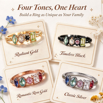 Personalized Multiple Stones Grandma & Mom Family Ring