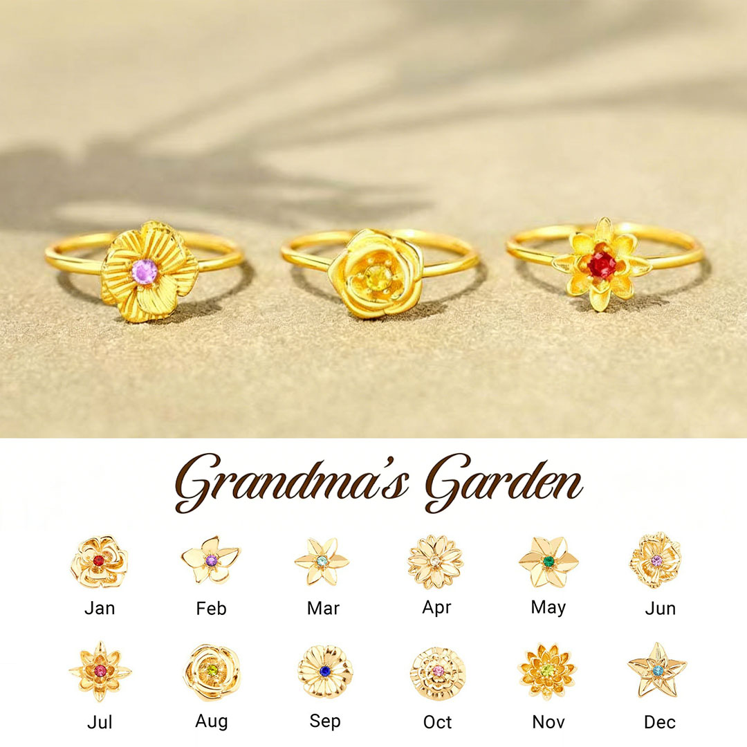 🌸For The Grandma 1-12 Birth Flowers Ring | Wear Her Story on Her Finger