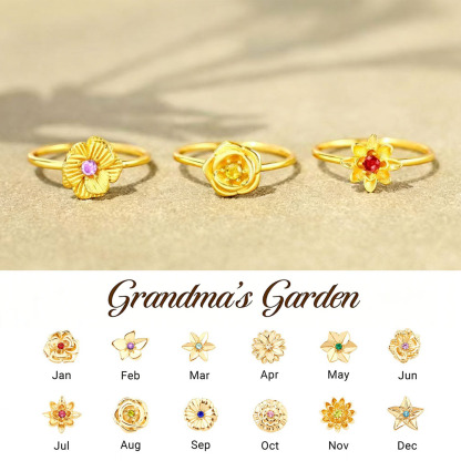 🌸For The Grandma 1-12 Birth Flowers Ring | Wear Her Story on Her Finger