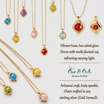 S925 Silve + 5A CZ | 12 Energy Stones Collection Necklace | Nickel-Free Plating | Birthstone Jewelry | Meaningful Gifts for Every Month