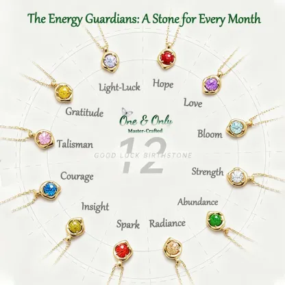 S925 Silve + 5A CZ | 12 Energy Stones Collection Necklace | Nickel-Free Plating | Birthstone Jewelry | Meaningful Gifts for Every Month