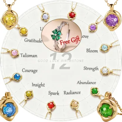 S925 Silve + 5A CZ | 12 Energy Stones Collection Necklace | Nickel-Free Plating | Birthstone Jewelry | Meaningful Gifts for Every Month
